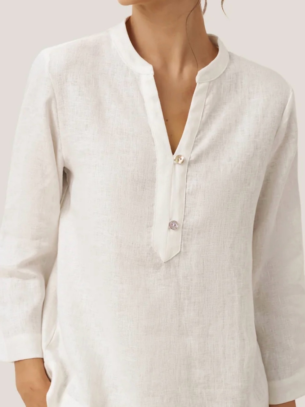 White Linen Casual Button-Down Shirt